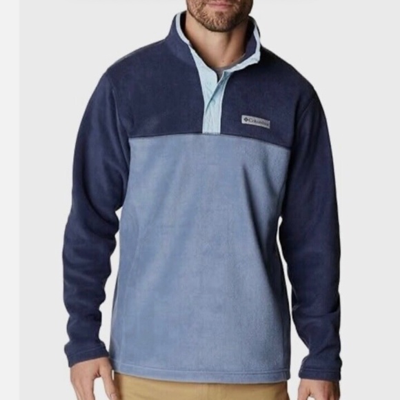 NWT Columbia Men's Steens Mountain Half Snap, Bluestone Navy/Sky Blue XXL - Picture 1 of 1